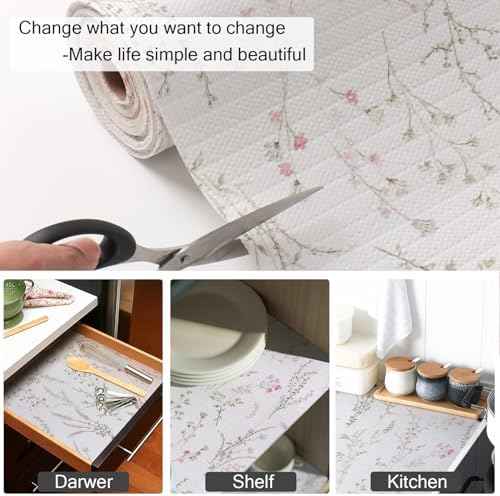 Floral Drawer and Shelf Liner for Cabinets Non-Adhesive