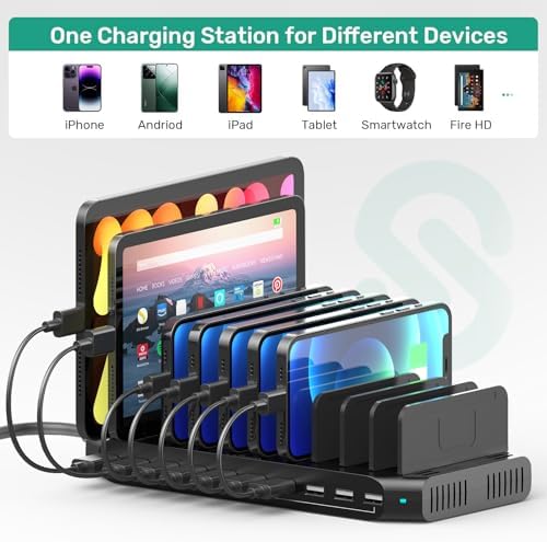 SUIDEK 10-Port Multi Charging Station, 60W USB Tablet Charging Station