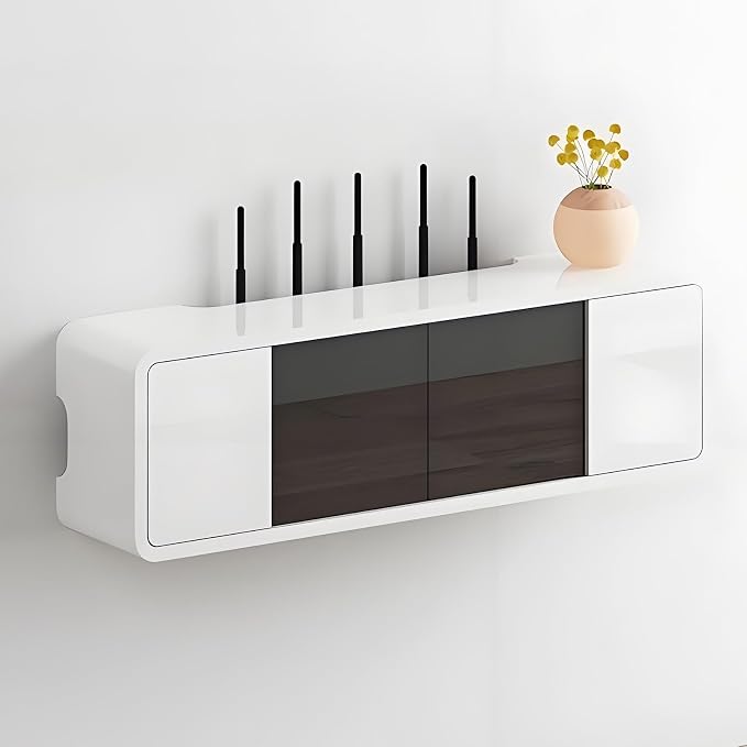 Wall Mounted WiFi Router Hidden Box Storage Cabinet, Router Shelf WiFi Box Hider by Unknown