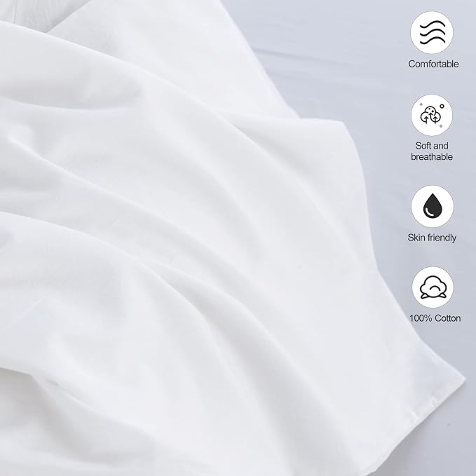 MooMee Bedding Pillowcases Pack of 4 100% Washed Cotton Linen Like Textured - Image 5