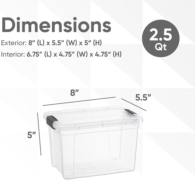 Superio Clear Storage Box with Lid, 2.5 Quart Plastic Container Bins - Image 3