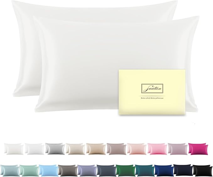 Silk Pillow Cases 2 Pack Soft Breathable and Sliky Standard Size Pillow Cases by Suatien