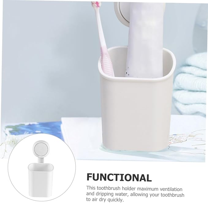 Strong Suction Toothbrush Holder Wall Mount No Drilling Bathroom Organizer - Image 8