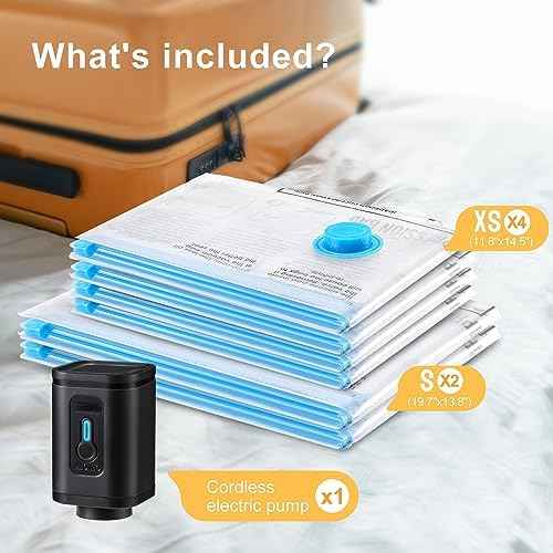 UPGOGO Travel Vacuum Bags Combo 6 Pack - Space Saver Vacuum Storage Bags for Clothing and Luggage