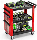 3-Tier Rolling Tool Cart with Pegboard, 1000LBS Load 2 Lockable Casters