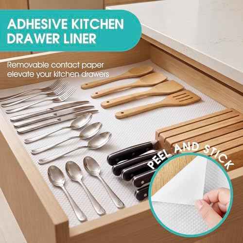 Cabinet Shelf Liner Peel and Stick: Self Adhesive Cabinets Paper - 15.7 in x 12 FT Non-Slip White Drawers Liners - Easy to Cut, Removable, PABUSIOR Cupboard Liner for Pantry Shelves, Countertops