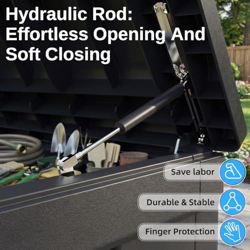 320 Gallon Outdoor Storage Deck Box, Waterproof Resin Deck Boxes with Handle & Lockable for Patio Furniture, Garden & Pool Tools -Swimming Pool, UV Resistant, Black (320)