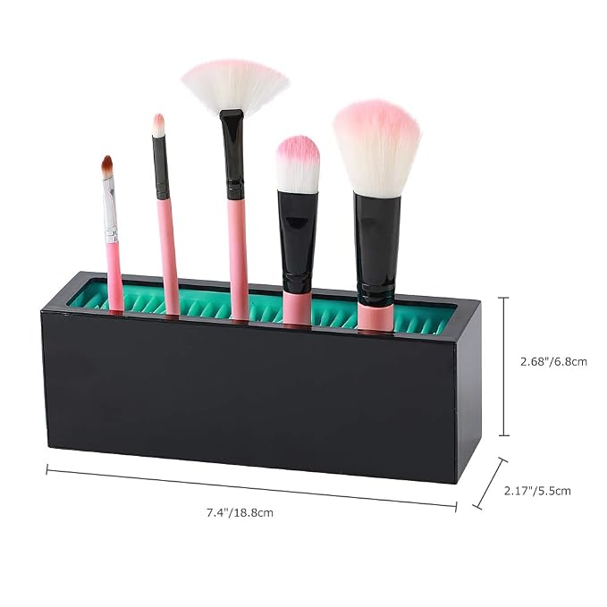 Makeup Brushes Holder Organizer, Silicone Vanity Air Drying Rack Display Storage - Image 2