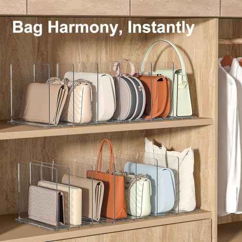 SortNStore Bag & Purse Organizer for Closet: Adjustable Clear Dividers