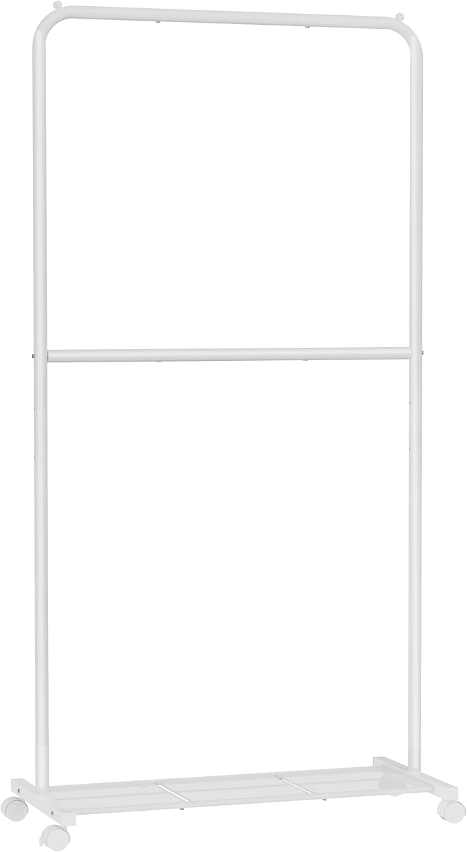 SONGMICS Clothes Rack with Wheels, Double-Rod Clothing Rack by SONGMICSbySONGMICSHOME
