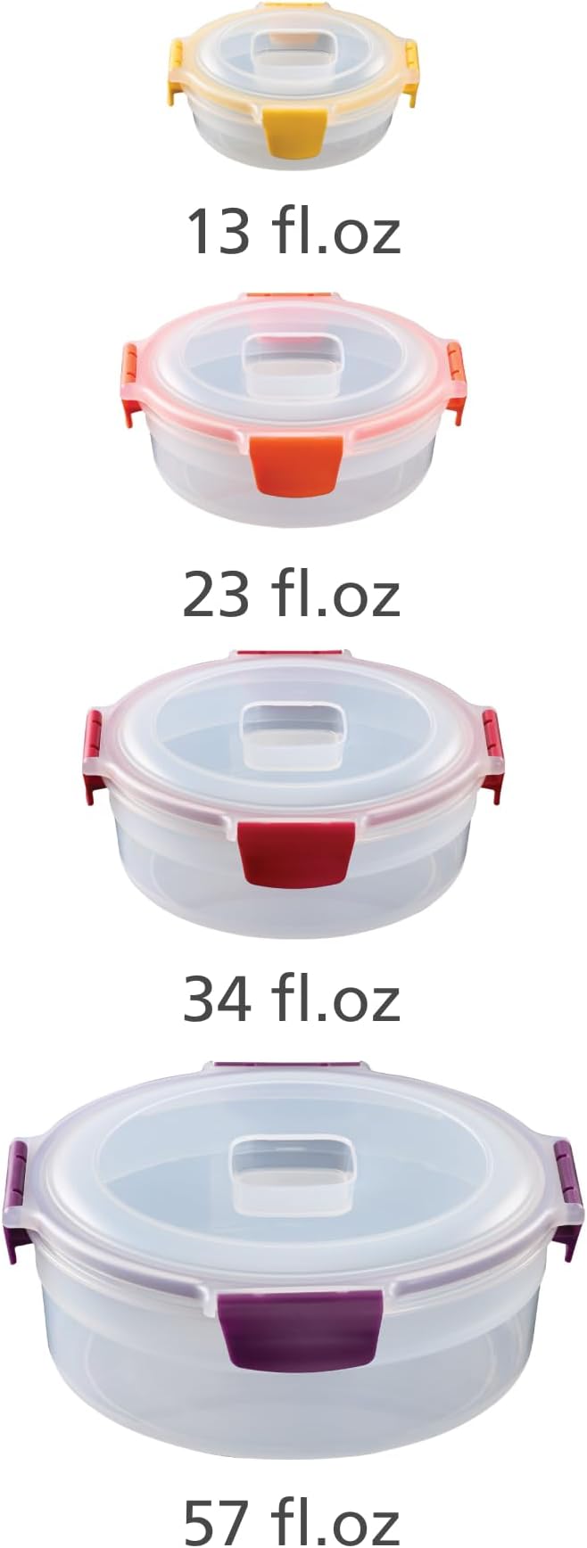 Joseph Joseph Nest Lock 8-piece Plastic BPA Free Round Food Storage Container - Image 3