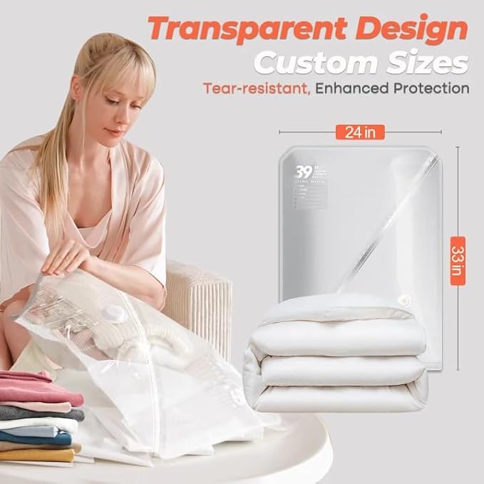 Vacuum Seal Bags for Clothing, 8 Pack 39" Vacuum Storage Bags - Image 2