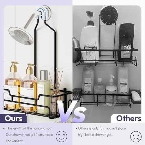 SWTYMIKI Bathroom Shower Caddy Hanging - Extended Length 2 Tier