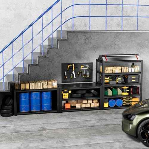 5-Tier 40”W X 20”D X 72”H Heavy Duty Garage Storage Shelves 2500LBS Basement Shelving Heavy Duty Adjustable Unit Rack Metal Rack(Black)