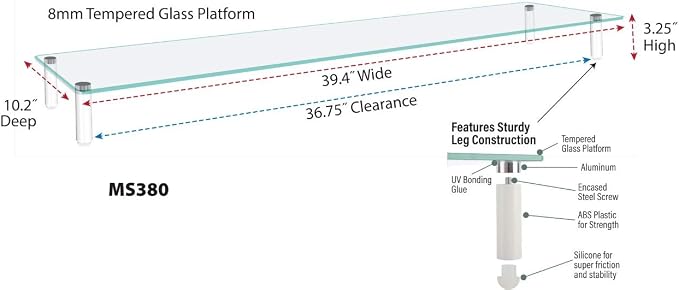 Kantek Extra-Wide Glass Monitor Riser - Image 3