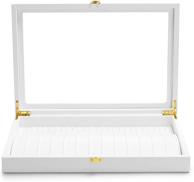Oirlv White Leather Acrylic Lid Jewelry Necklace Organizer Box Necklace by Oirlv