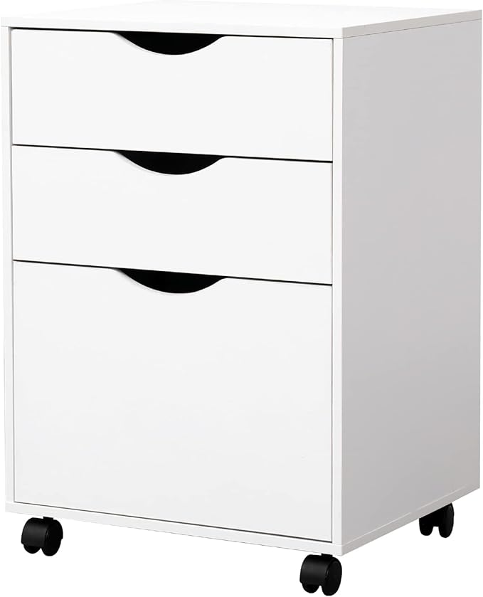 QDSSDECO 3 Drawer Mobile File Cabinet, Rolling Vertical Filing Cabinet fits A4 by QDSSDECO