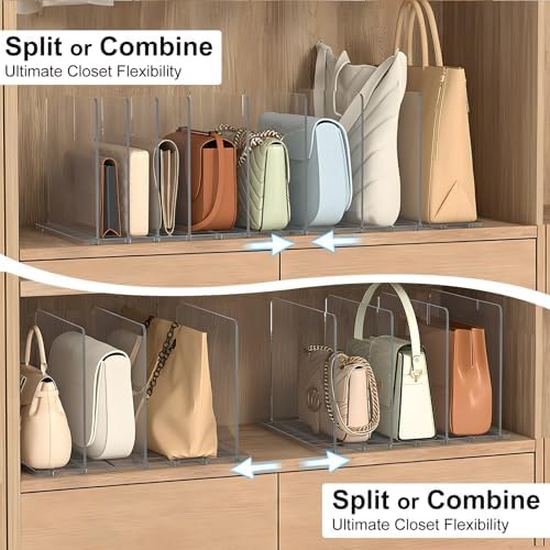 SortNStore Bag & Purse Organizer for Closet: Adjustable Clear Dividers