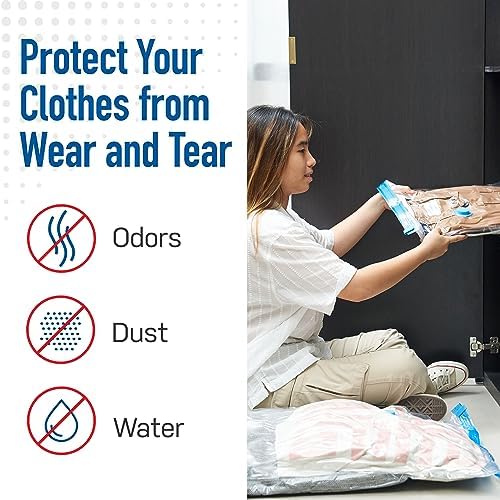 6 Pack Variety Vacuum Storage Bags for Comforters, Blankets & Clothes – Vacuum Sealed Compression Bags with Hand Pump – Space Saver Storage Bags for Bedding,Moving, Travel & Organization (2S, 2M & 2L)
