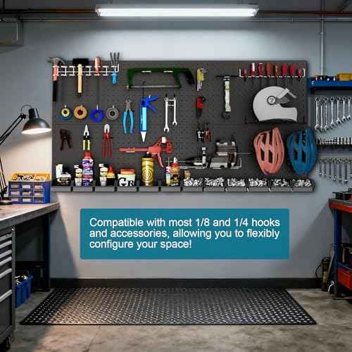 12 Pack 12-Inch X 24-Inch Metal Pegboard Wall Panels, Peg Boards for Garage Tool Storage (Black)