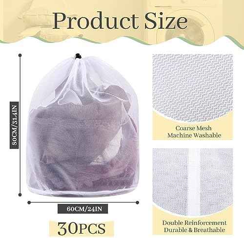 48 Pcs 24 * 32 Inches Fine Mesh Laundry Bag with Drawstring Large