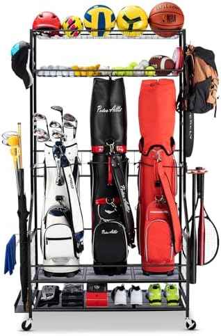 FHXZH Golf Bags Storage Garage Organizer - Stand for Single Golf Bags, Clubs, and Equipment Accessories with Wheels