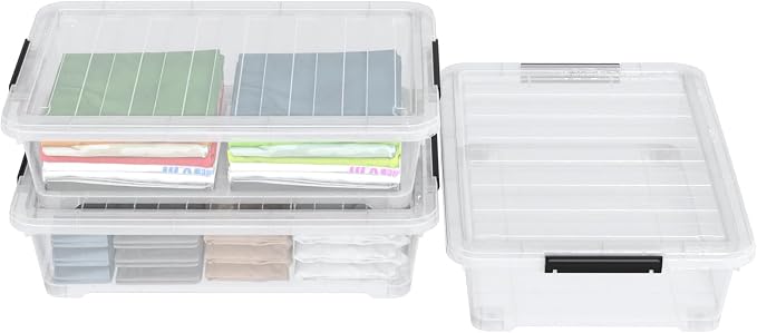 40 Quarts Clear Stackable Underbed Box, Shallow Underbed Bins - Image 3
