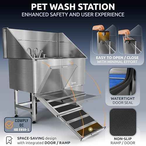 KANIS Professional Dog Washing Station 304 Stainless Steel Pet Wash Sink