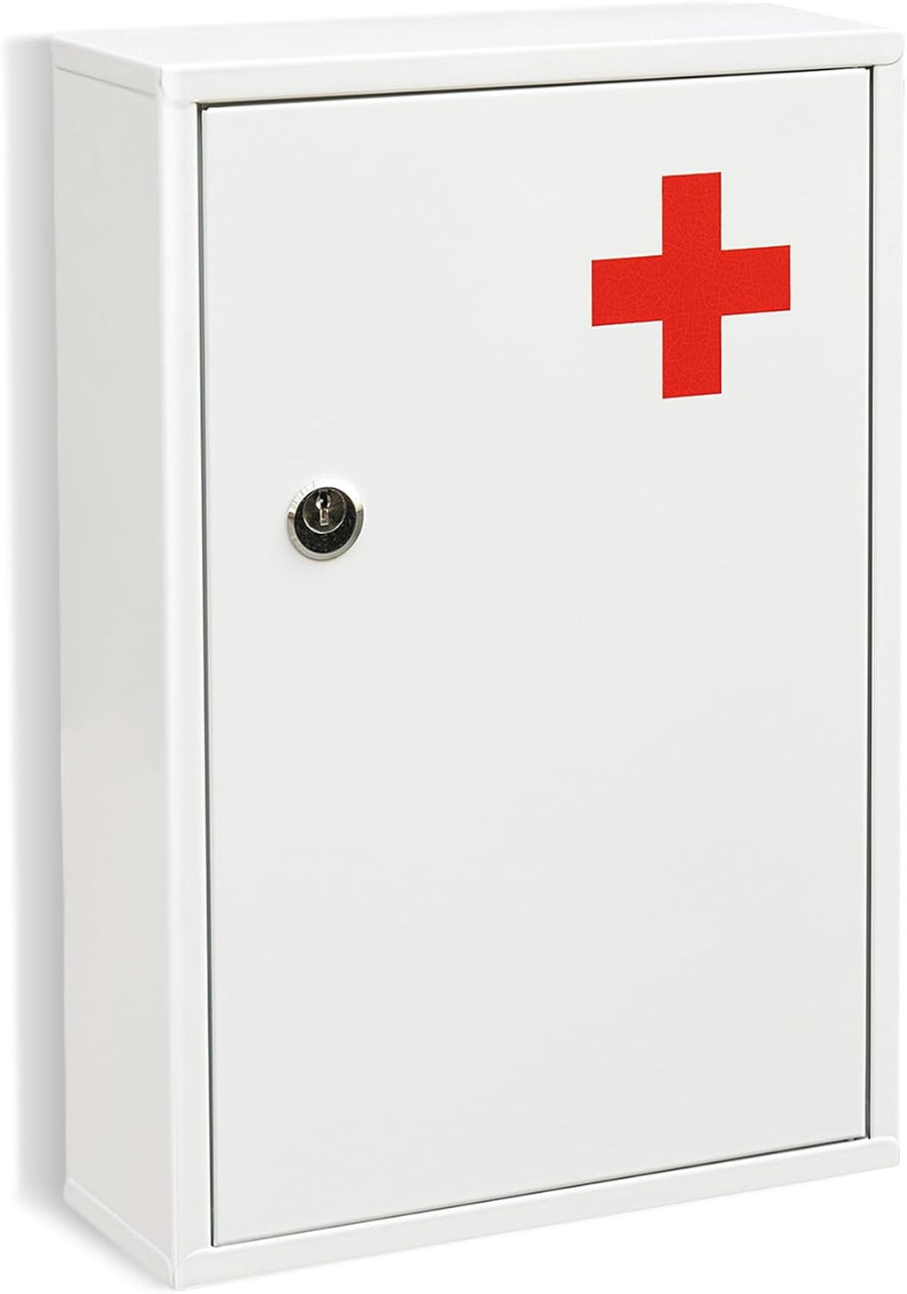 Wall Mount Locking Medicine Cabinet, Compact Steel First Aid Organizer