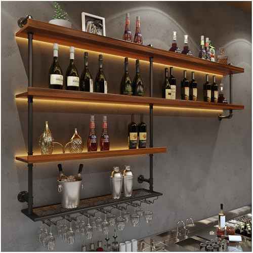 Solid Wood LED Wall Mounted Wine Rack (31.5 in/ 80CM)