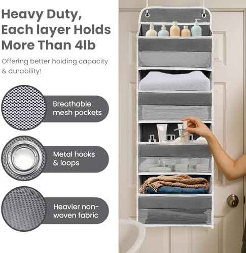 Over the Door Organizer 4 Shelves & 4 Side Pockets, Hanging Door Storage