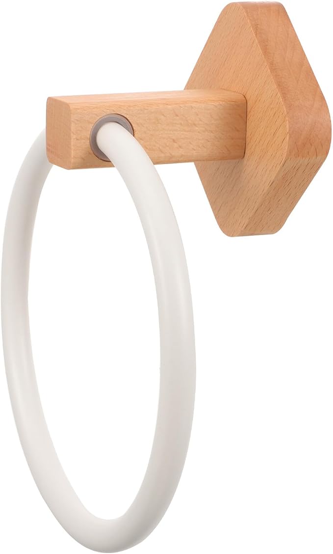 Wooden Hand Towel Ring Holder Space-Saving Bathroom and Kitchen Towel Organizer by SEWACC
