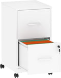 2 Drawer File Cabinet with Lock, Mobile File Cabinets with Wheels, Metal Office by FLIXELIO