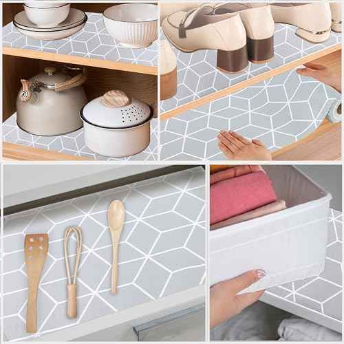 Shelf Liner for Kitchen Cabinets Non Adhesive 15 Inch Wide X 20 Ft Waterproof Cabinet Drawer Liners for Pantry Shelves Non Slip Strong Grip Mat for Closet Bathroom Cupboard Refrigerator Under Sink