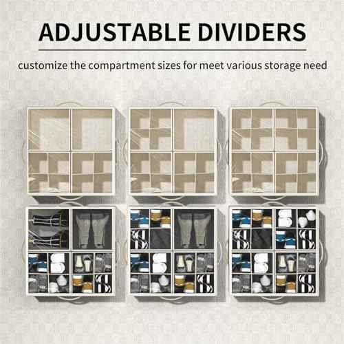 Shoe Organizer for Closet, Foldable Shoe Storage with Adjustable Dividers