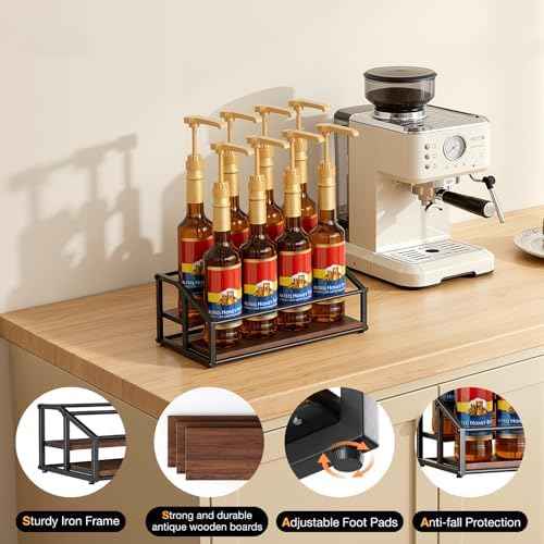 kimilus Coffee Syrup Organizer Rack, Liquor Bottle Display Shelf