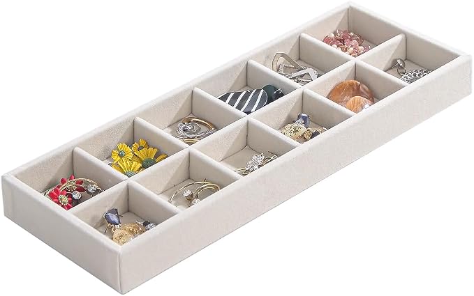 Divided Drawer Organizer Tray, Velvet Jewelry Storage Tray, Necklace Bracelet by FocusOnJewelryDisplay