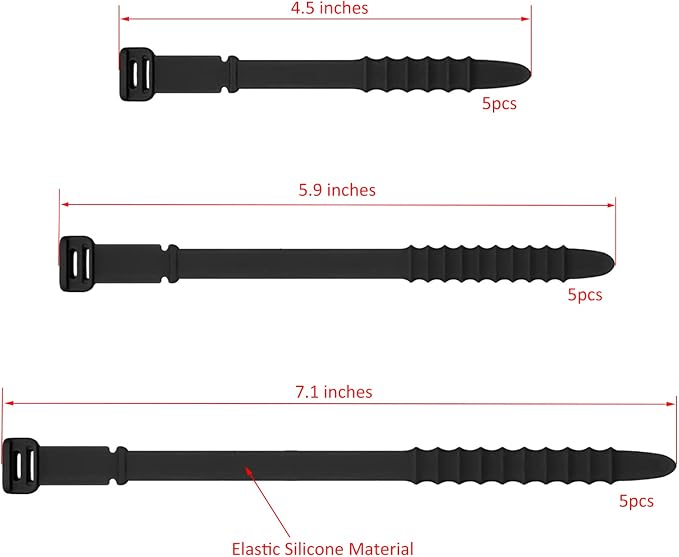 Silicone Zip Ties, Reusable Zip Ties, Rubber Cable Ties Straps - Image 5