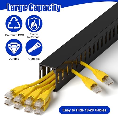 1.6"H x 1.2"W Cable Raceway, 6ft Under Desk Wire Management Channel, Black