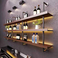 31.4in Wall Mounted Wine Rack with LED Light Solid Wood
