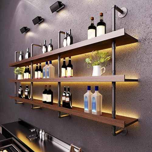 31.4in Wall Mounted Wine Rack with LED Light Solid Wood