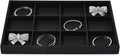 Black PU Leather Jewelry Display Flat Tray Ring Necklace Watch Organizer by Woodten