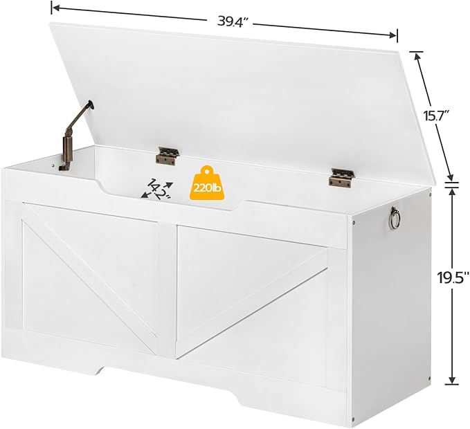 HOOBRO Storage Bench, 39.4” Retro Wooden Storage Chest - Image 9
