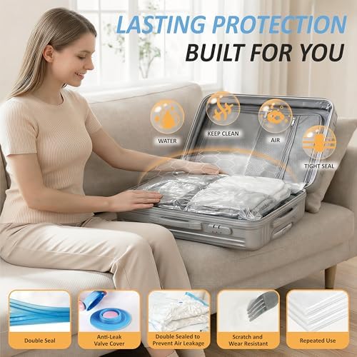 Travel Vacuum Storage Bags with Rechargeable Cordless USB Pump, 12 Combo