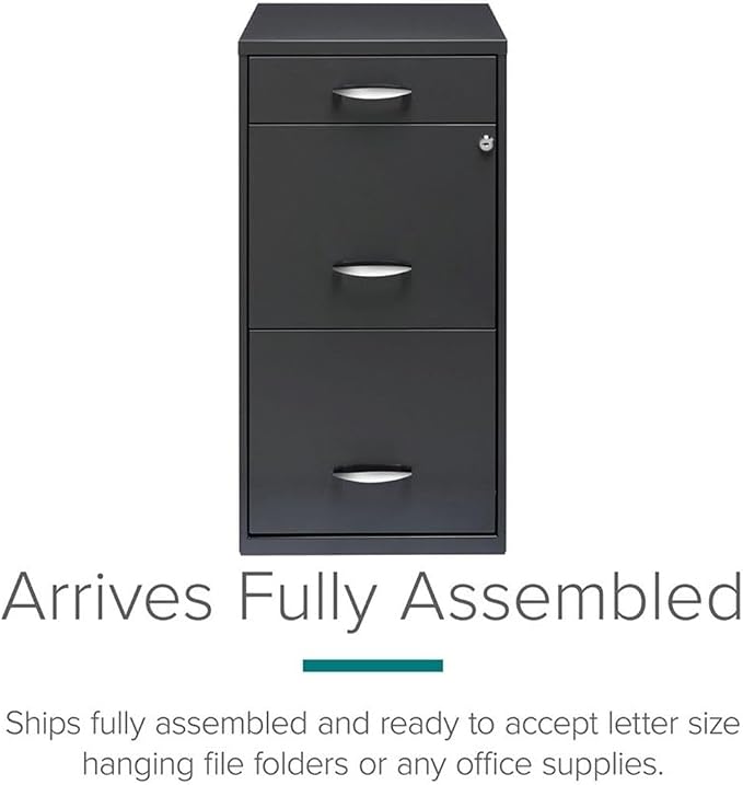 Scranton & Co 3-Drawer Contemporary Metal Filing Cabinet in Charcoal - Image 6