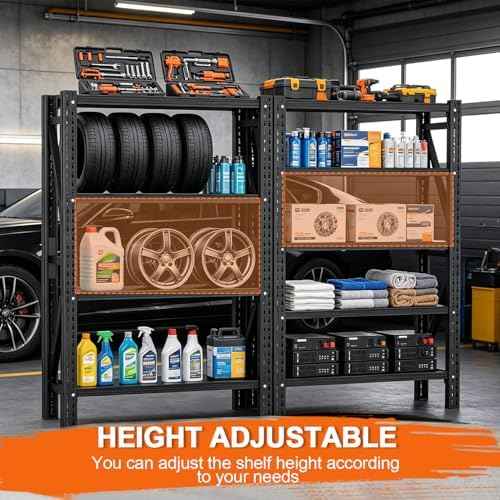 31.5''W Heavy Duty Storage Shelves, 2500LBS Metal Garage Shelving Units, 4 Tier Adjustable Large Industrial Shelves for Warehouse Workshop Basement (31.5''W x 13.8''D x 73.2''H)