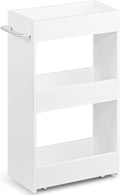 MARTY Wood Rolling Storage Cart 7.9" W, 3 Tier White Slim Utility Kitchen Cart by MARTY