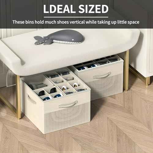 Shoe Organizer for Closet, Foldable Shoe Storage with Adjustable Dividers