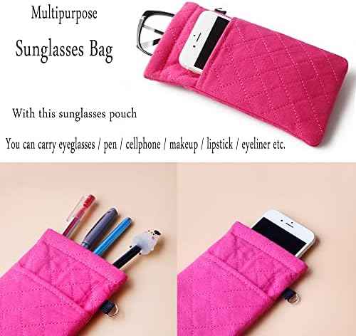 Double Glasses Cases Soft Eyeglass Case For Women Men Squeeze Top Sunglasses Case Travel Glass Pouch With Clean Cloth