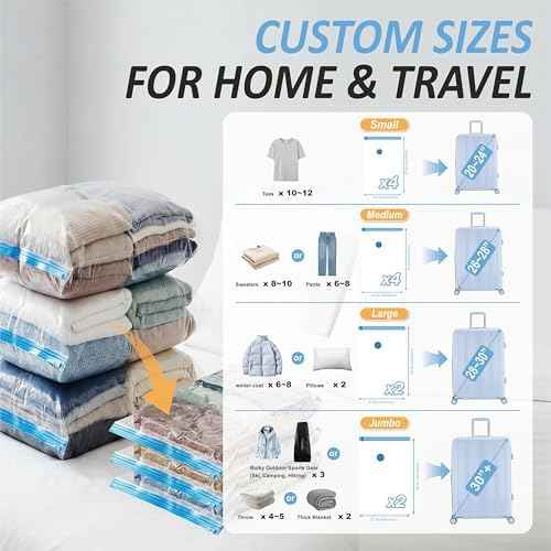 Travel Vacuum Storage Bags with Rechargeable Cordless USB Pump, 12 Combo